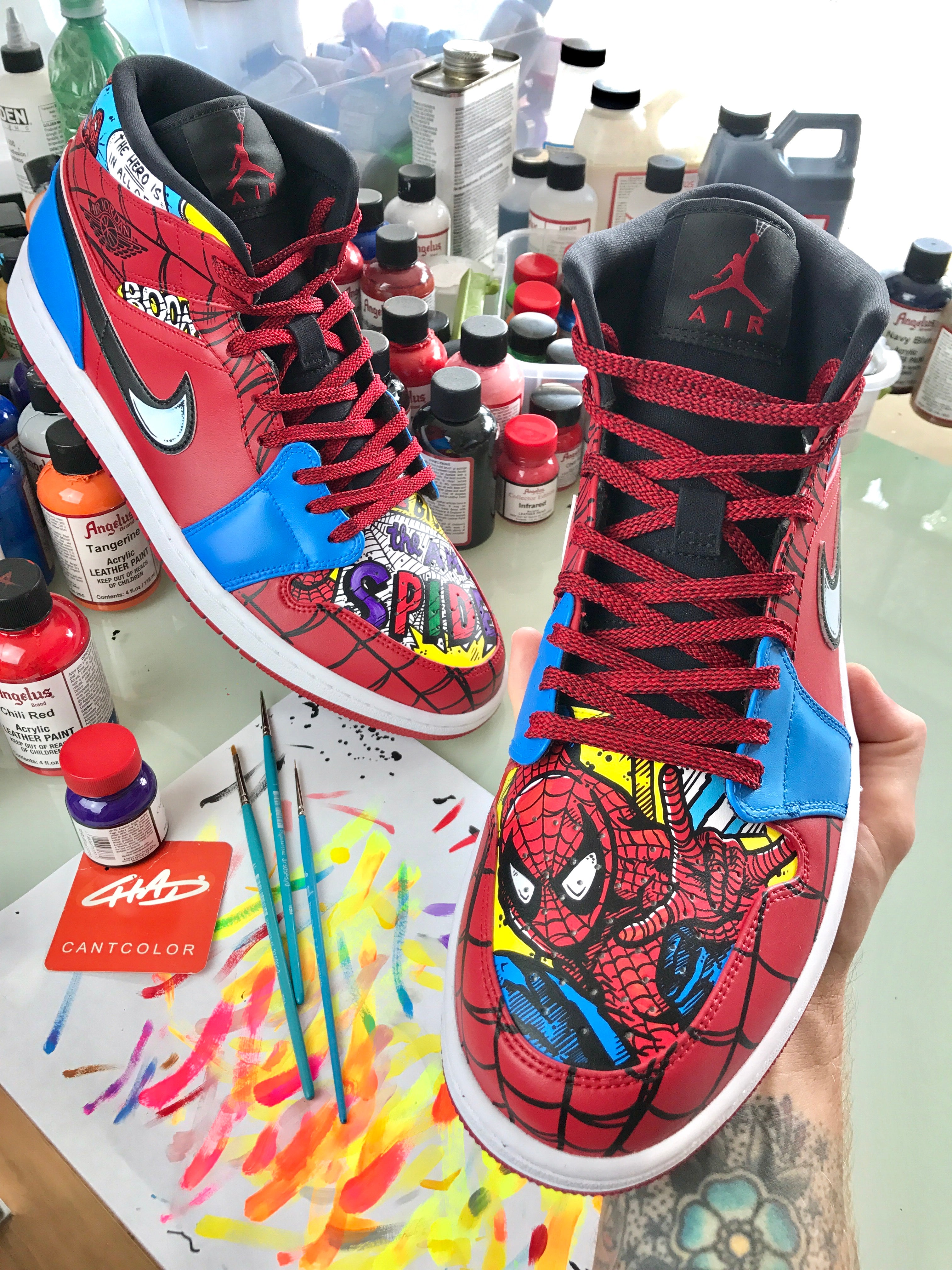 gennemskueligt Diskant kapital Spider-Man Custom Hand painted Jordan Shoes – chadcantcolor