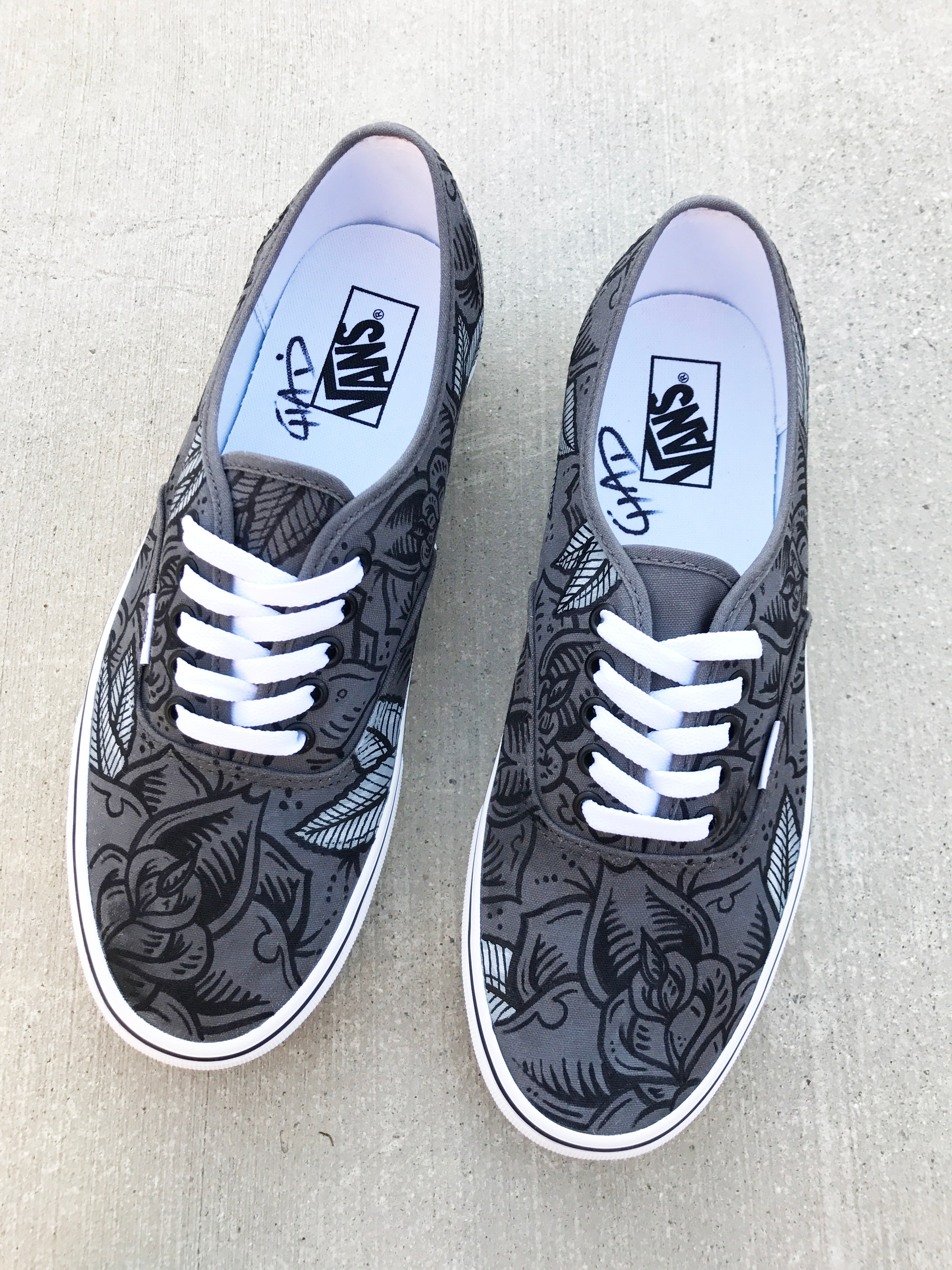 van shoes with roses