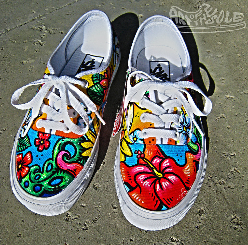 ALOHA! Custom Hand Painted Vans Authentics Shoes – chadcantcolor