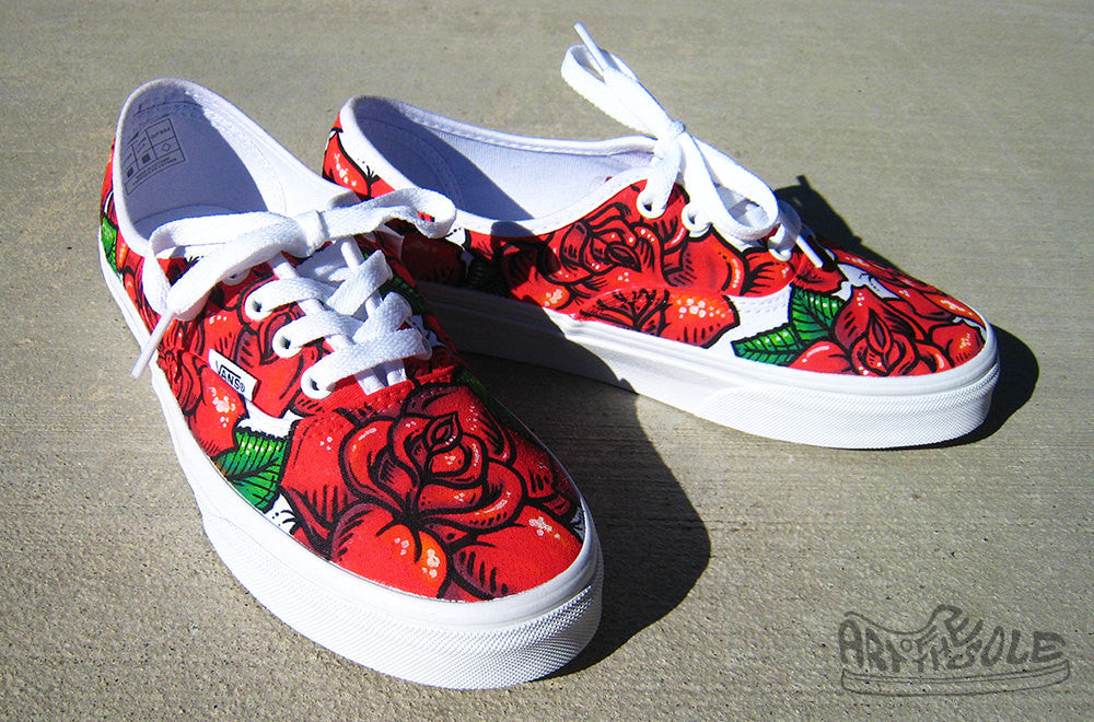 vans with roses custom - 63% remise 