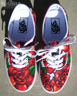 Rose Tattoo - Custom hand painted Vans Authentic shoes – chadcantcolor