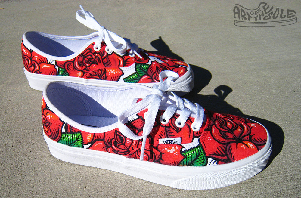 vans roses shoes