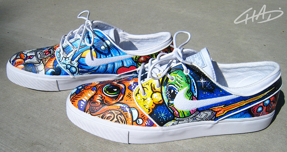 Octopus Galaxy Hand Painted NIKE SB Shoes – chadcantcolor