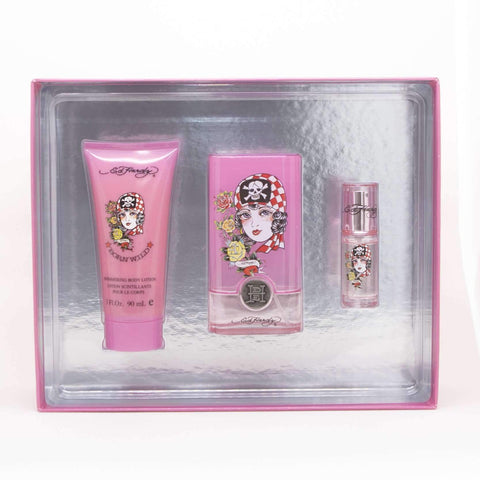 Love Kills Slowly Ed Hardy by Christian Audigier for Women 4 Piece Set  Includes: 3.4 oz Eau de Parfum Spray + 3.0 oz Shimmering Body Lotion + 3.0  oz Shower Gel +