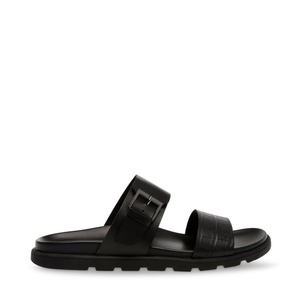 CADMUS Black Leather Slip-On Sandal | Men's Slides – Steve Madden