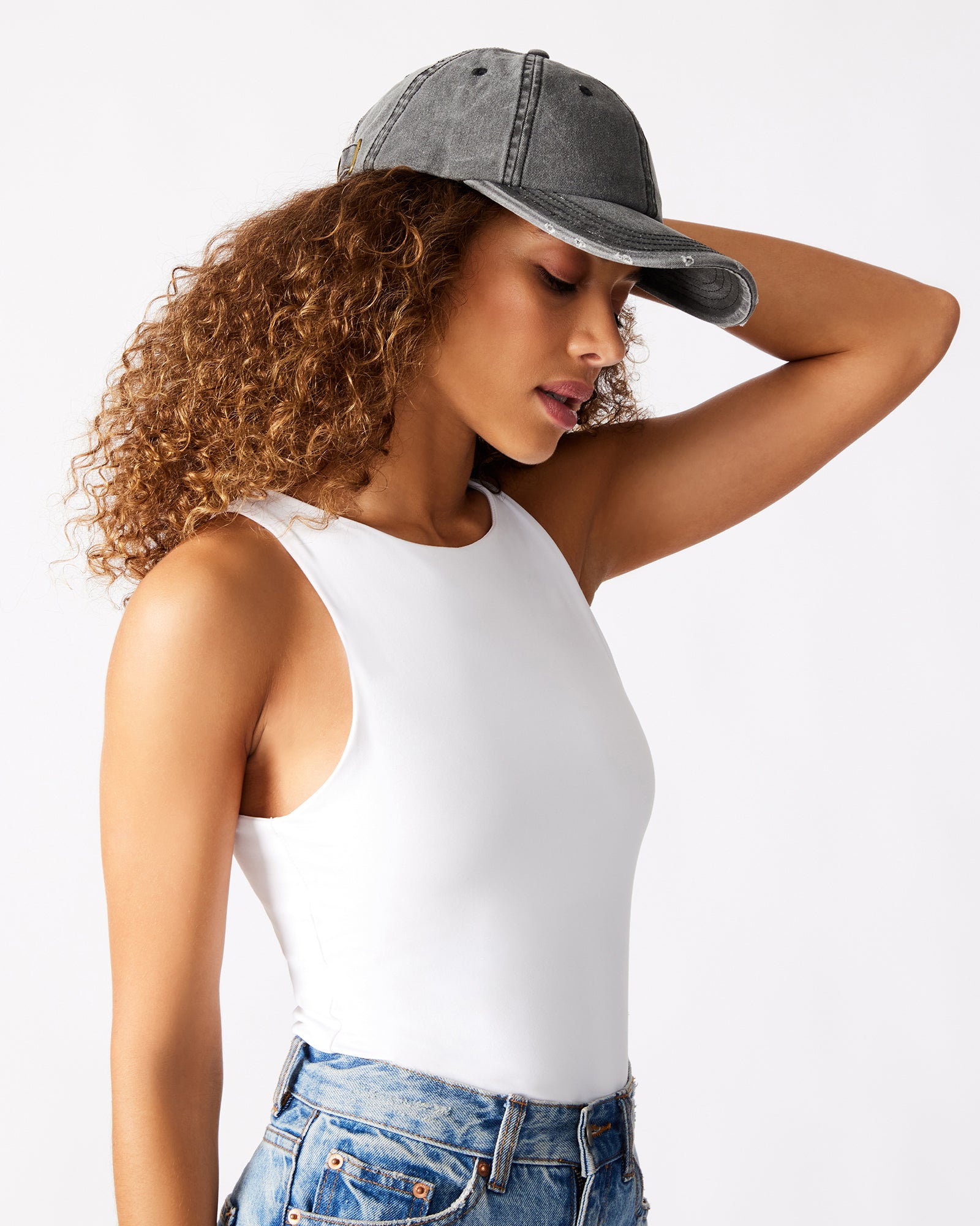 DISTRESSED BASEBALL CAP BLACK