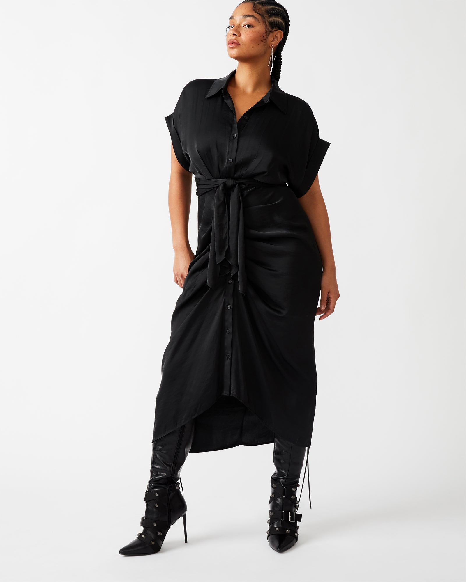 NESSI Black Jumpsuit | Women's Designer Jumpsuits – Steve Madden Canada