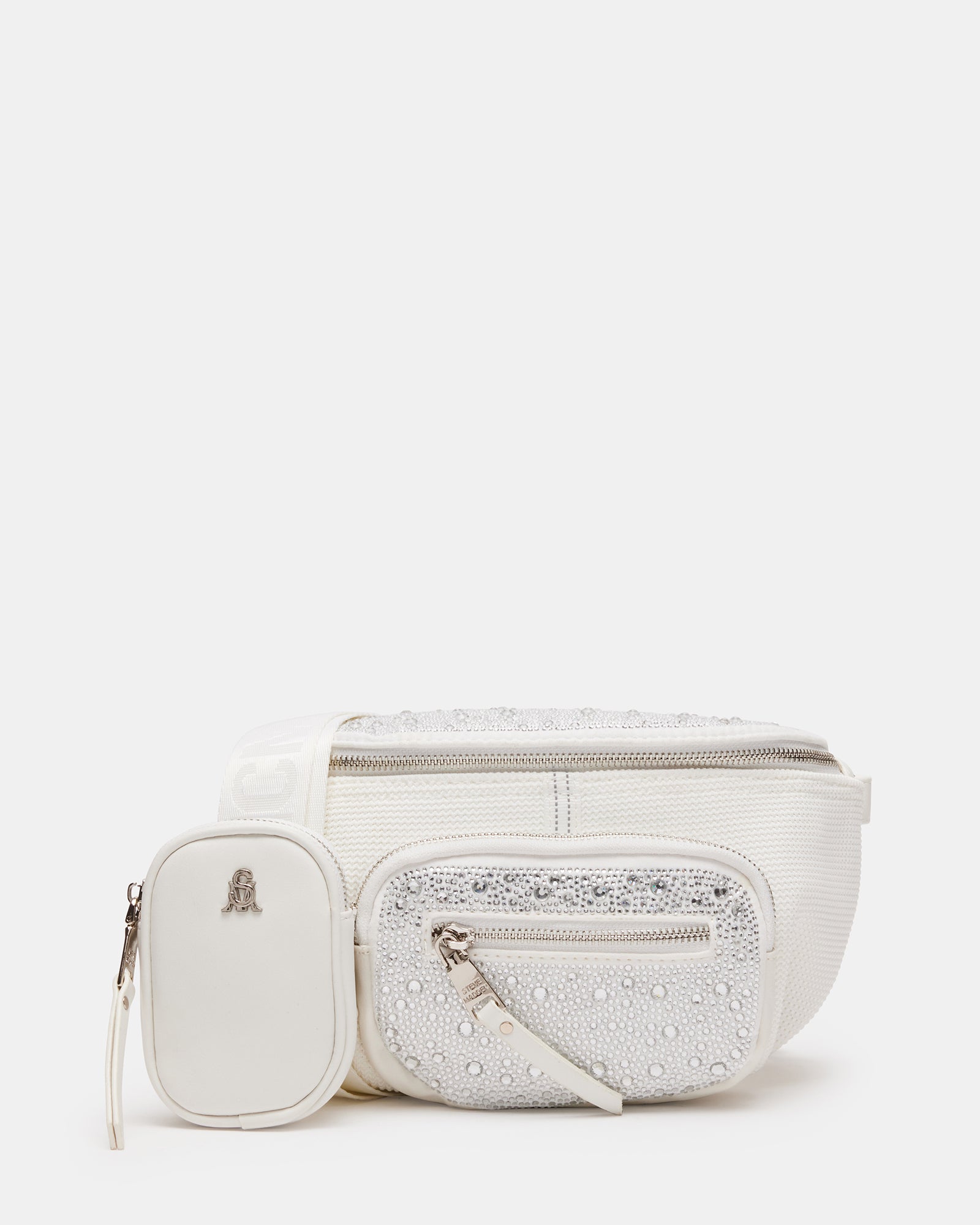 Steve Madden Bmaxima cross body sling bag in blush multi crystals