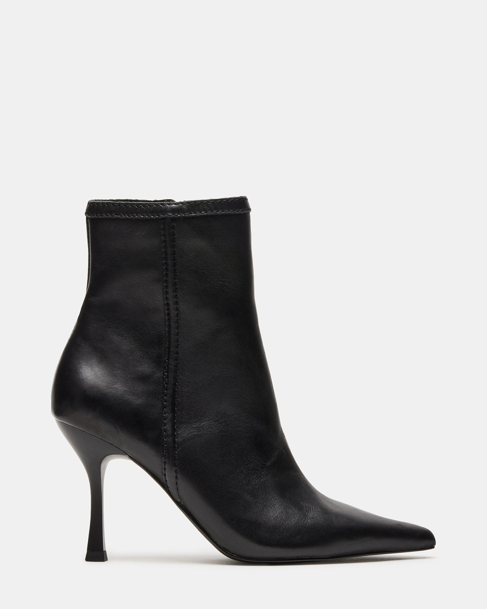 ALLISON Black Leather Block Heel Ankle Bootie | Women's Booties