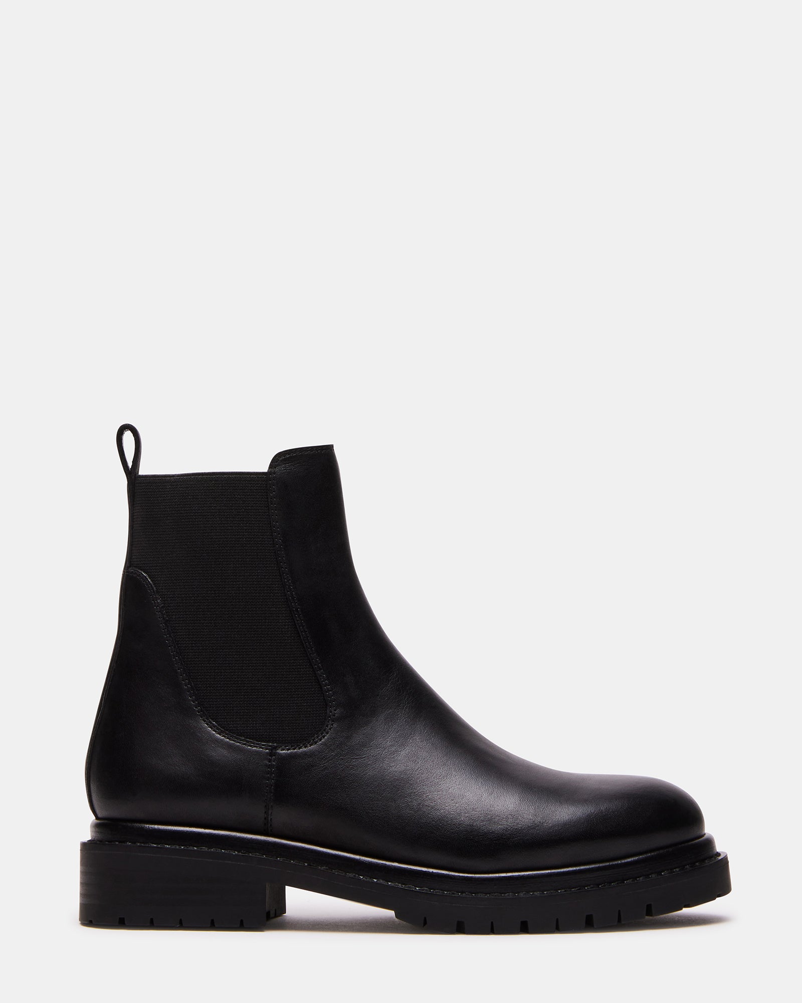 HUTCH Black Ankle Boots for Women | Stacked Block Heel & Lug Sole