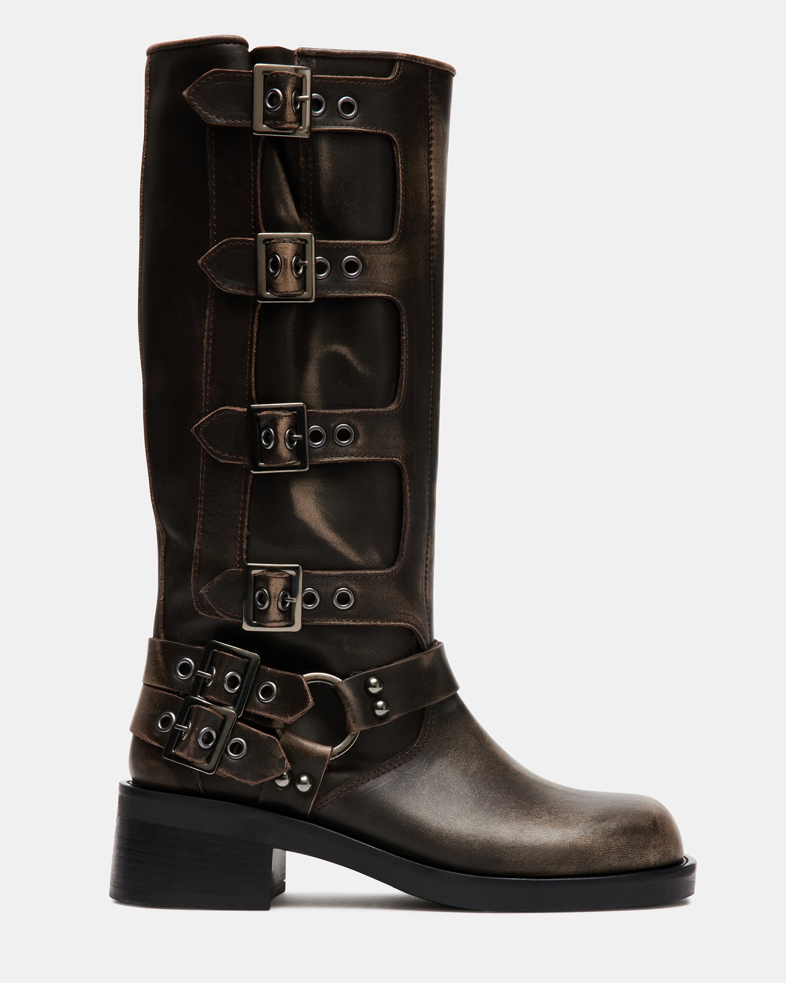 ASTOR Black Leather Knee High Boot | Women's Boots – Steve Madden