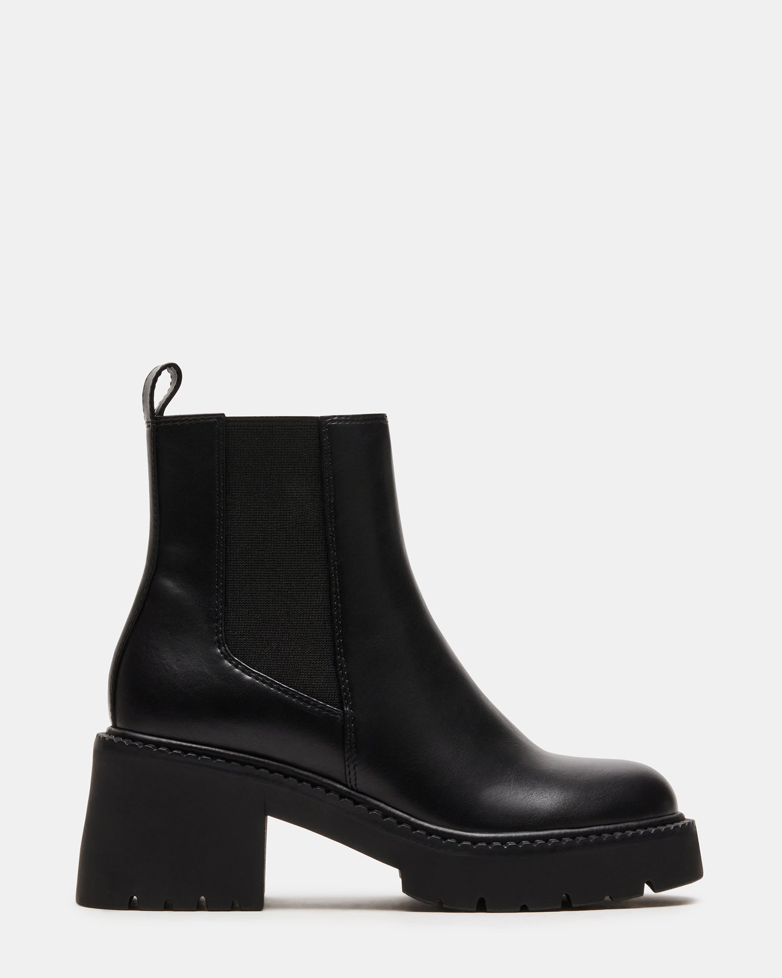 LILIANA Black Lug Sole Chelsea Ankle Boot | Women's Booties