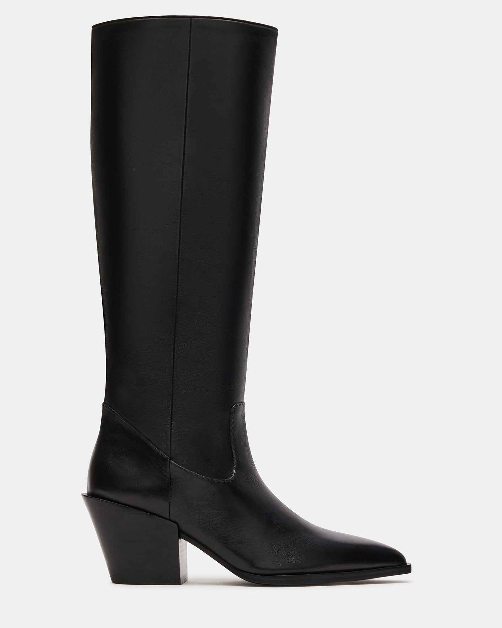 LAVAN Black Leather Kitten Heel Knee High Boot | Women's Boots