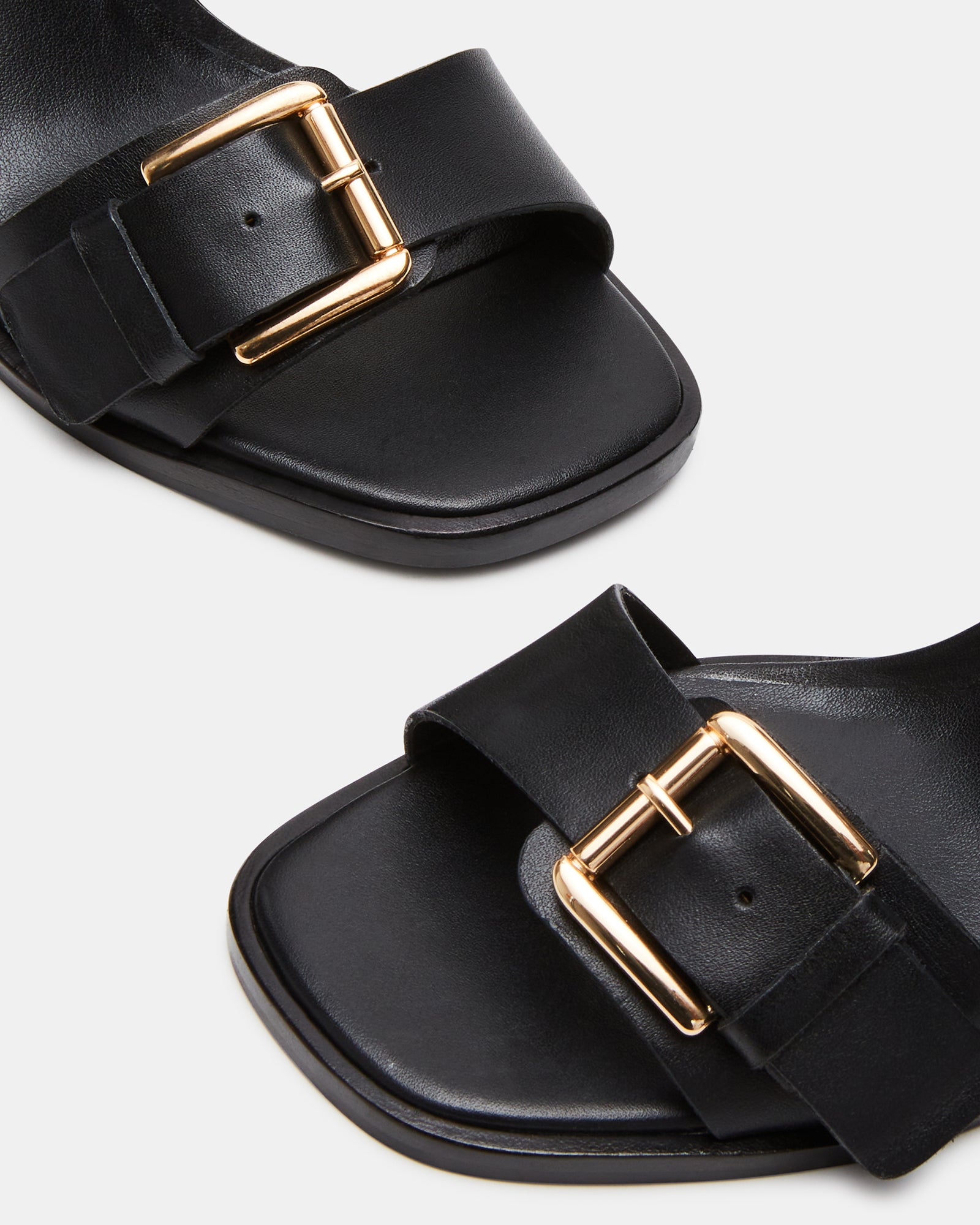TRESSA Black Leather Block Heel | Women's Heeled Sandals – Steve Madden