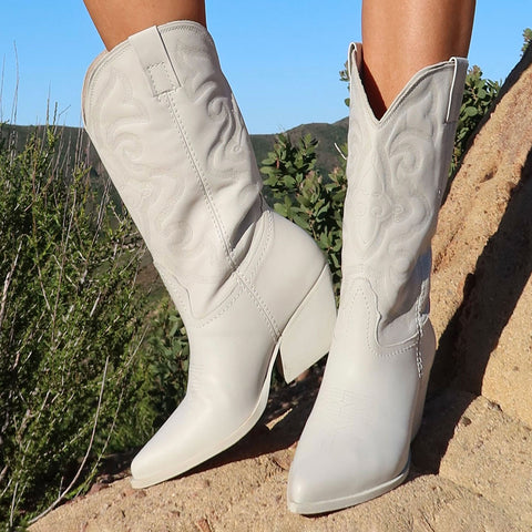 White Leather Boot | Western Boot – Steve