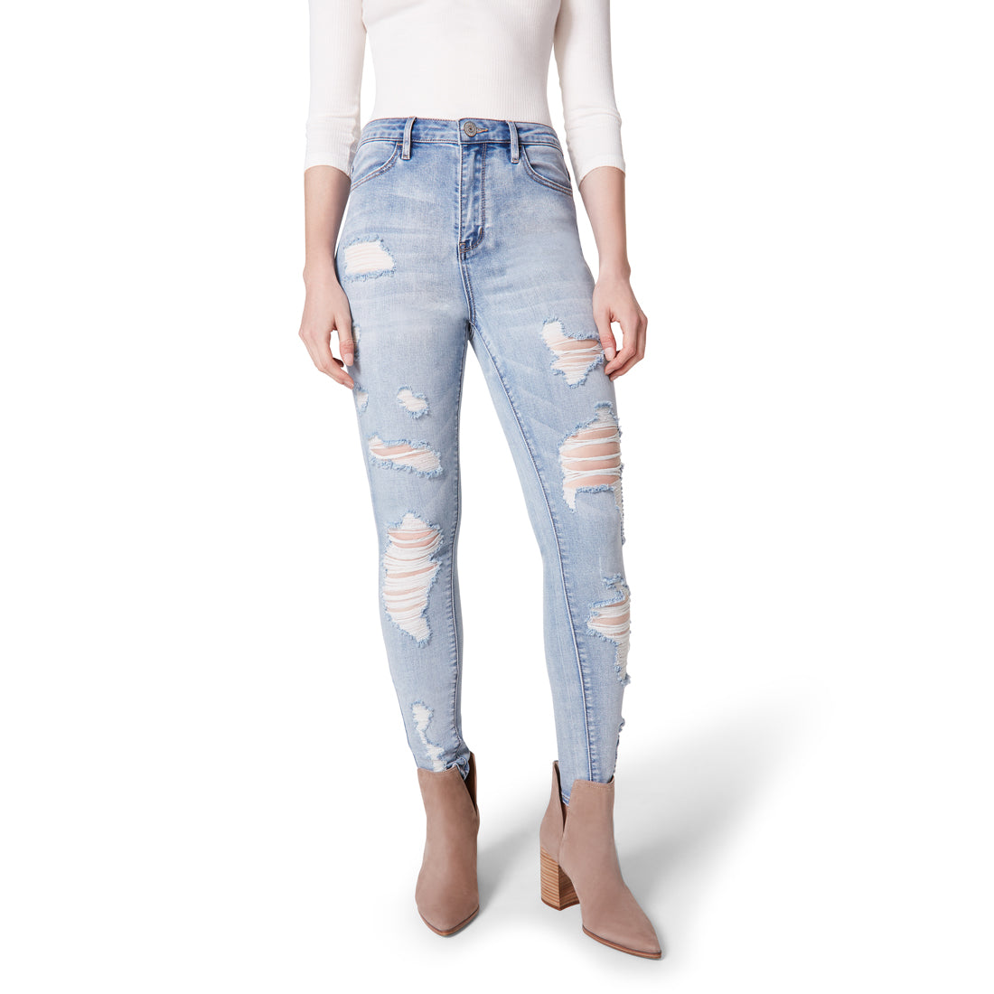 light denim ripped skinny jeans