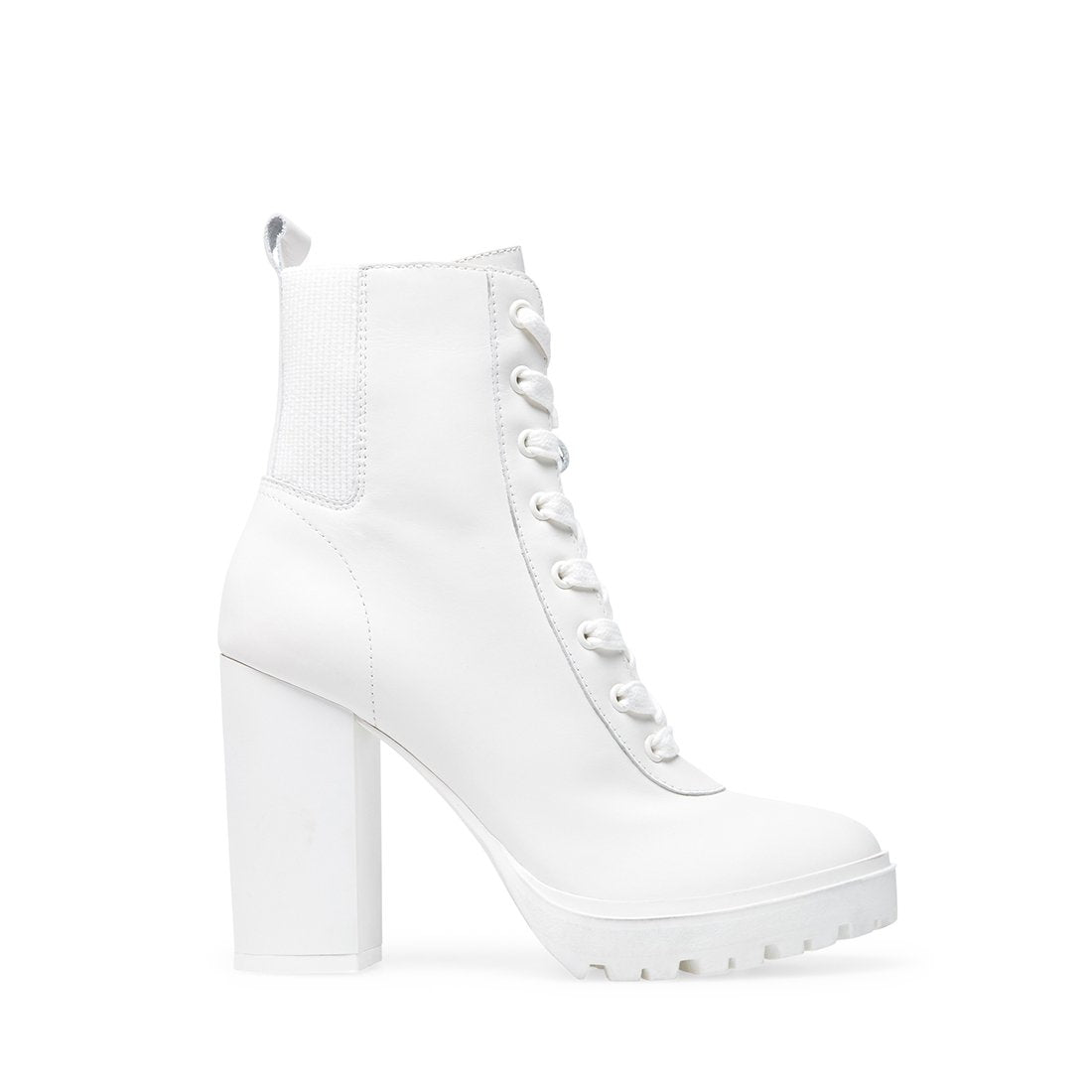 steve madden white leather booties