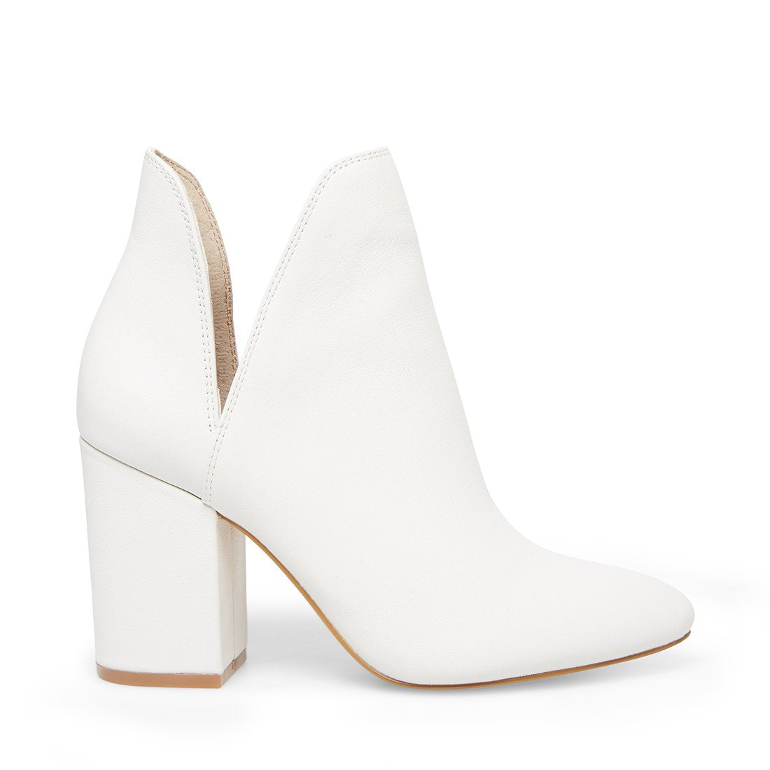 white bootie heels