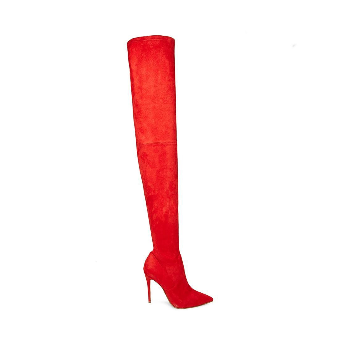 red high knee boots