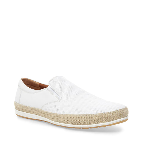 steve madden white leather slip ons