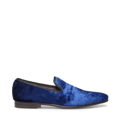 blue velvet loafers
