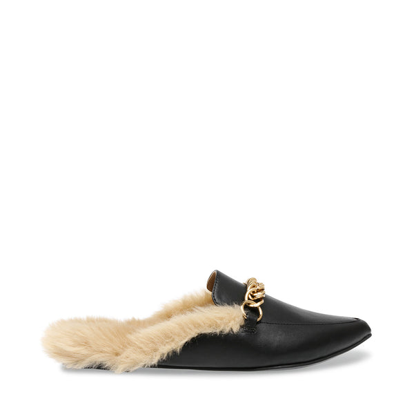 leather slides with fur