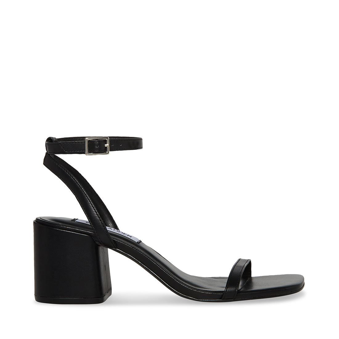 AUDRINA Black Leather Block Heel Sandal | Women's Block Heels – Steve ...