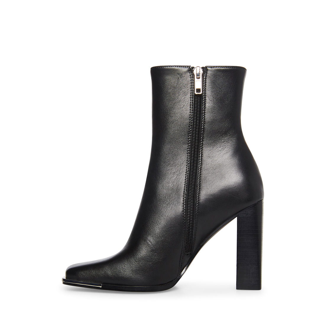 FALCON Black Leather Heeled Bootie | Women's Ankle Bootie – Steve Madden