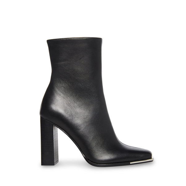FALCON Black Leather Heeled Bootie | Women's Ankle Bootie – Steve Madden