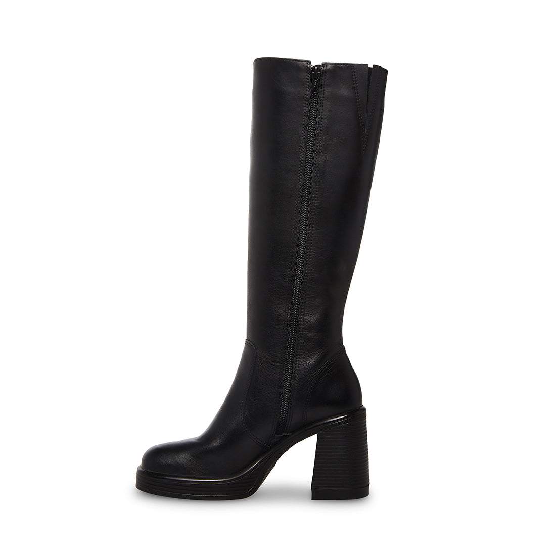 FANATIK Black Leather Platform Boot | Women's Knee High Boot – Steve Madden