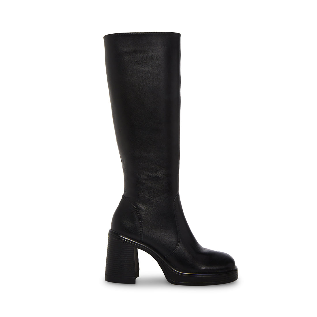 FANATIK Black Leather Platform Boot | Women's Knee High Boot – Steve Madden