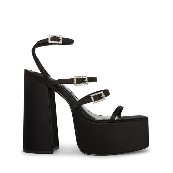 GIA Black Satin Platform Strappy Sandal | Women's Block Heels – Steve ...