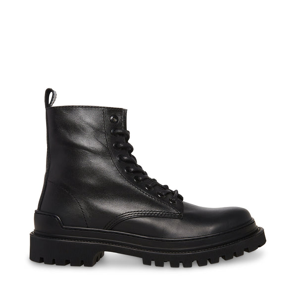 GUARDIAN Black Leather Combat Boot | Men's Boots – Steve Madden