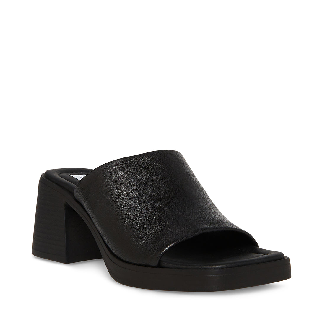 KATE Black Leather Heeled Slide Sandal | Women's Heels – Steve Madden