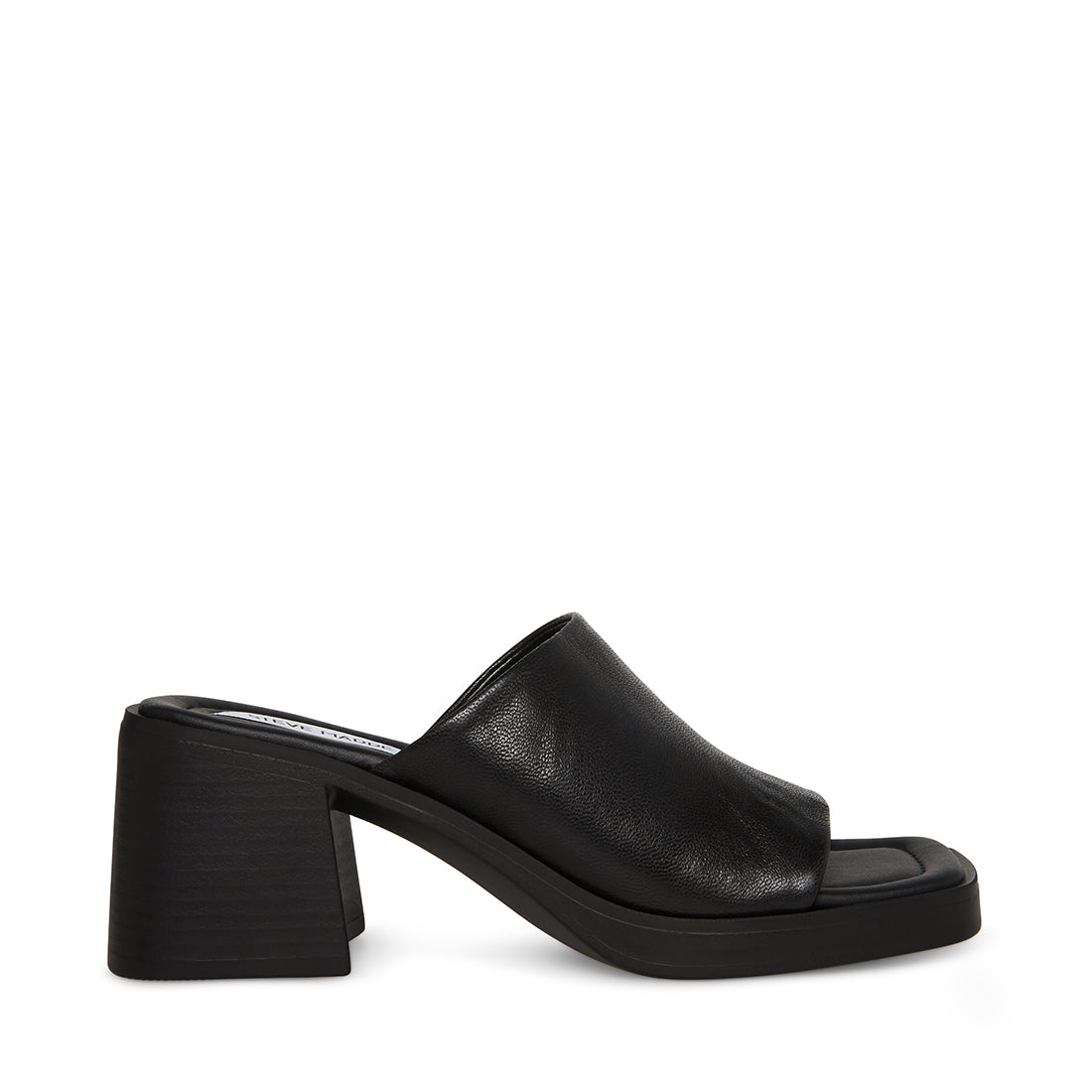 KATE Black Leather Heeled Slide Sandal | Women's Heels – Steve Madden