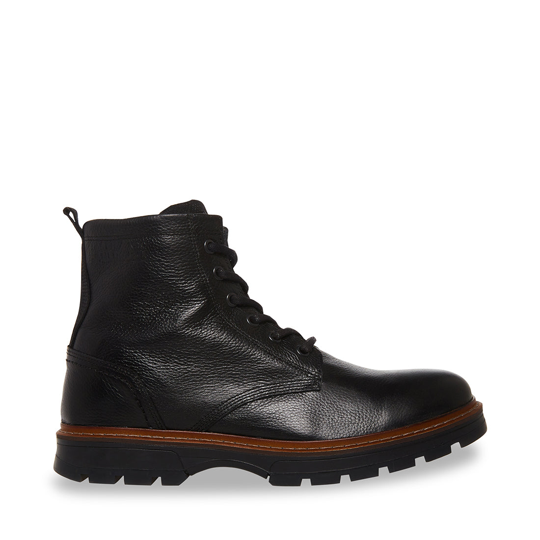 LUCIUS Black Leather Lace Up Combat Boot | Men's Boots – Steve Madden