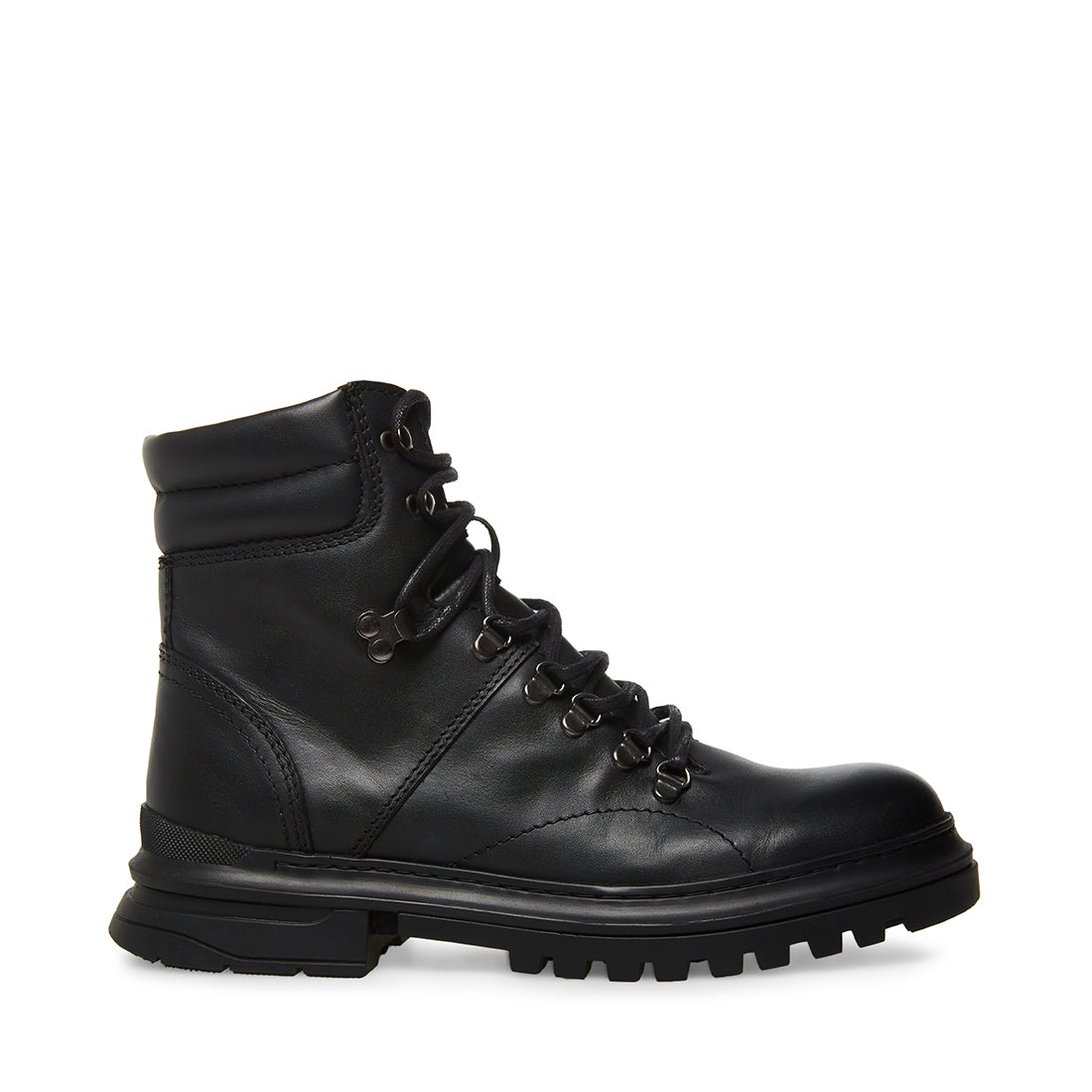 MONTY Black Leather Lace Up Combat Boot | Men's Boots – Steve Madden