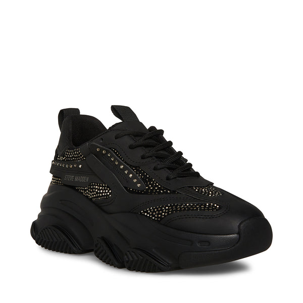 POSSESSION-R Black Platform Sneaker | Women's Lace Up Sneakers – Steve ...