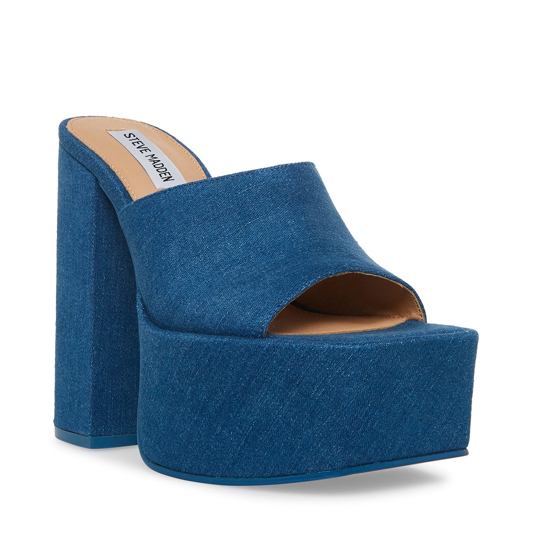 TRIXIE Denim Fabric Super Platform Block Heel | Women's Heels – Steve ...