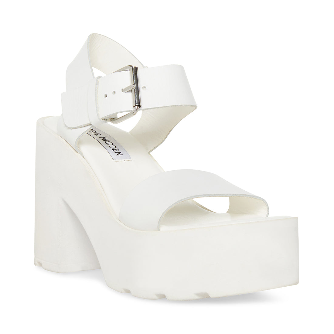 VESTA White Leather Platform Sandal | Women's Sandals – Steve Madden