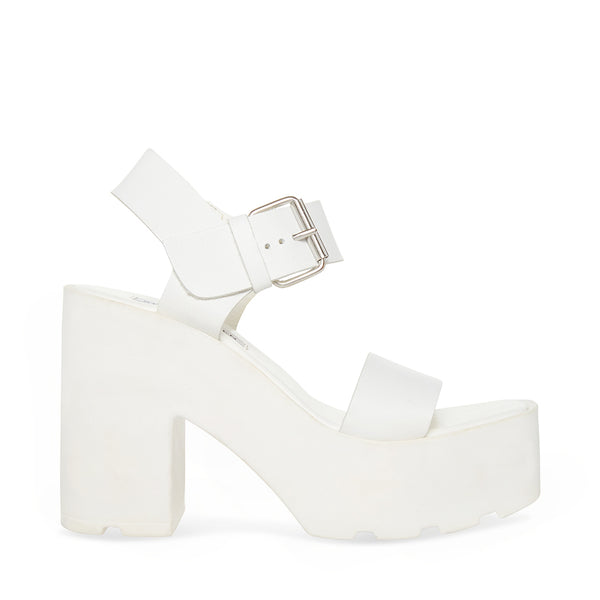 VESTA White Leather Platform Sandal | Women's Sandals – Steve Madden
