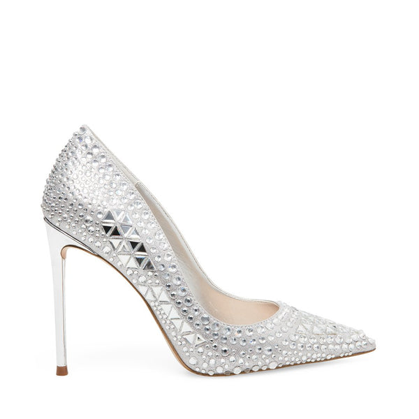 silver bedazzled heels