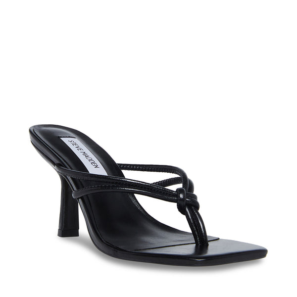 HALO Black Square Toe Stiletto Thong Sandal | Women's Heels – Steve Madden