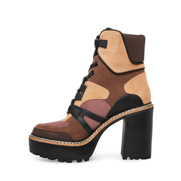JACKIE Brown Multi Lace Up Bootie | Women's Booties – Steve Madden