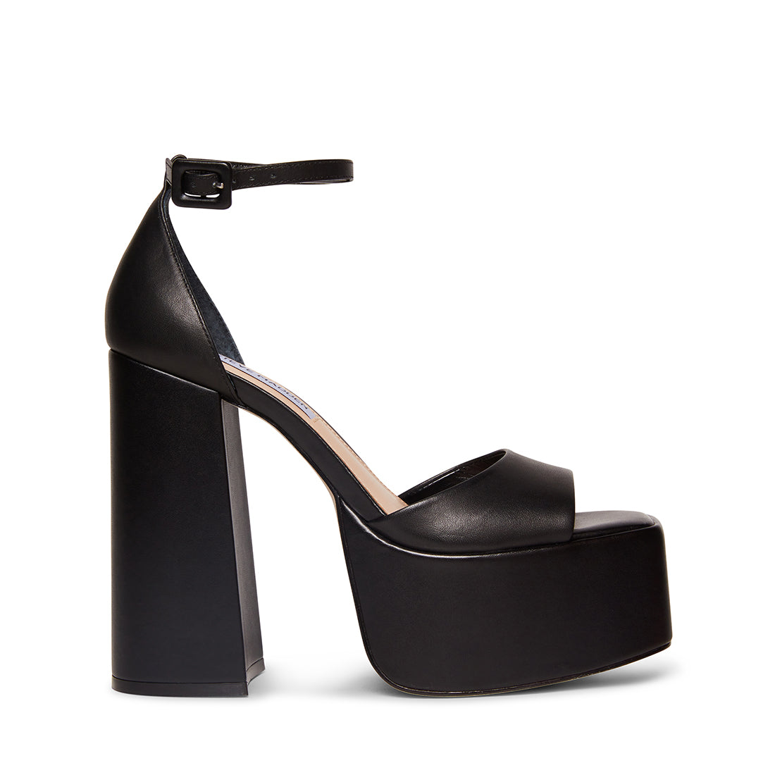 KASSIANI Black Leather Super Platform Block Heel | Women's Heels ...