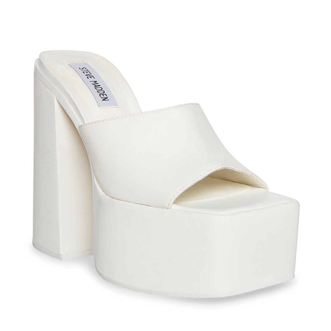 TRIXIE White Leather Super Platform Block Heel | Women's Heels – Steve ...