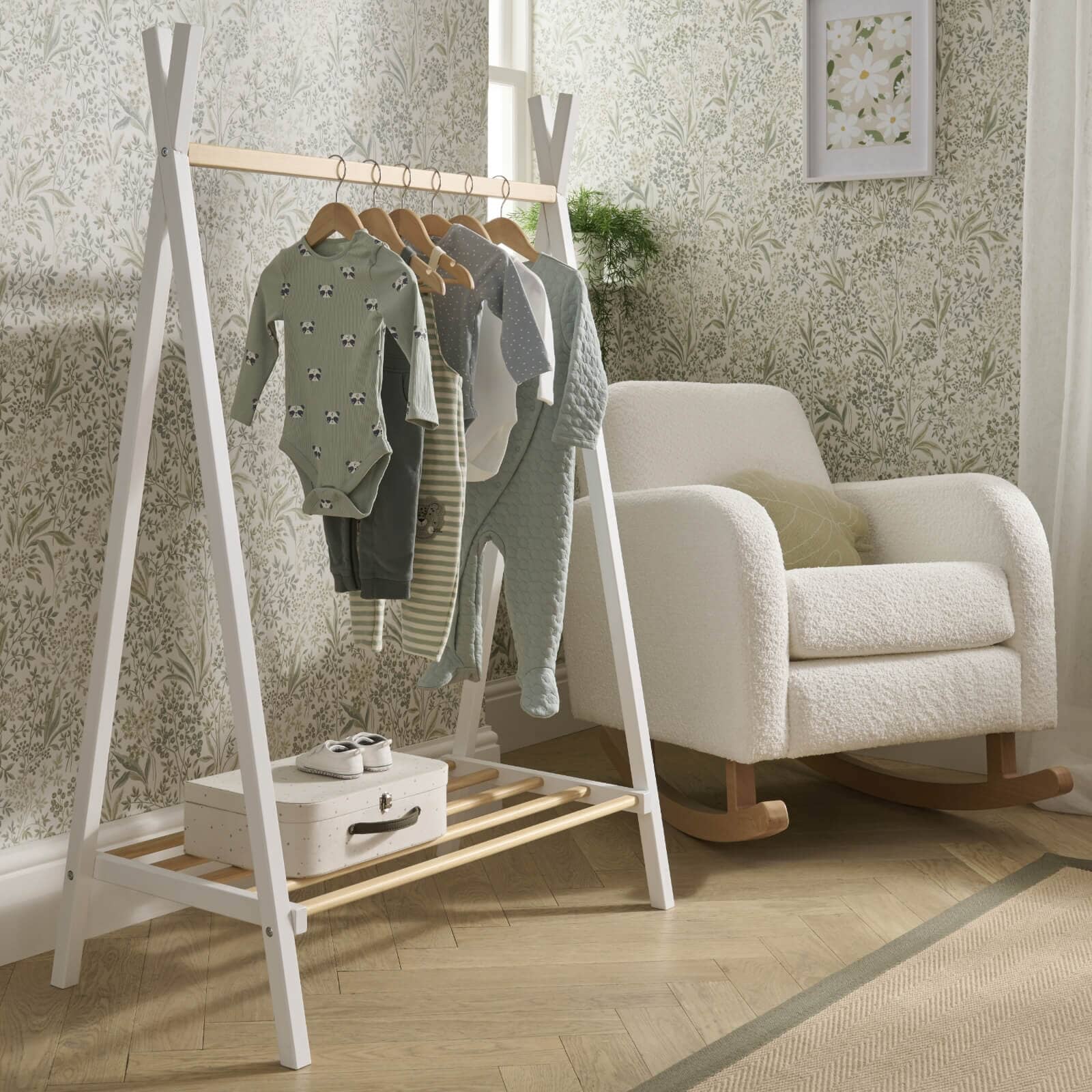 Nola Clothes Rail - White & Natural