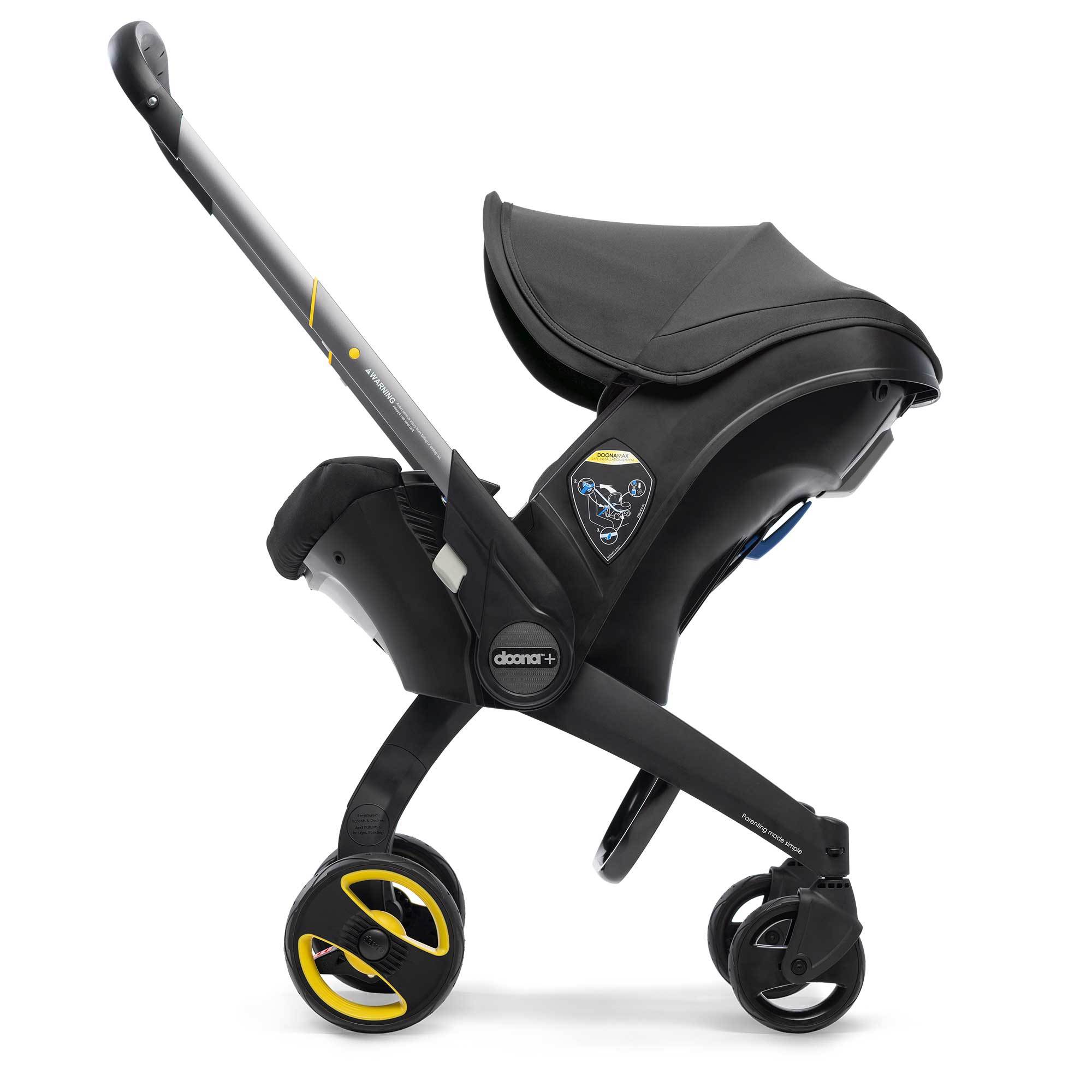 all black car seat and stroller