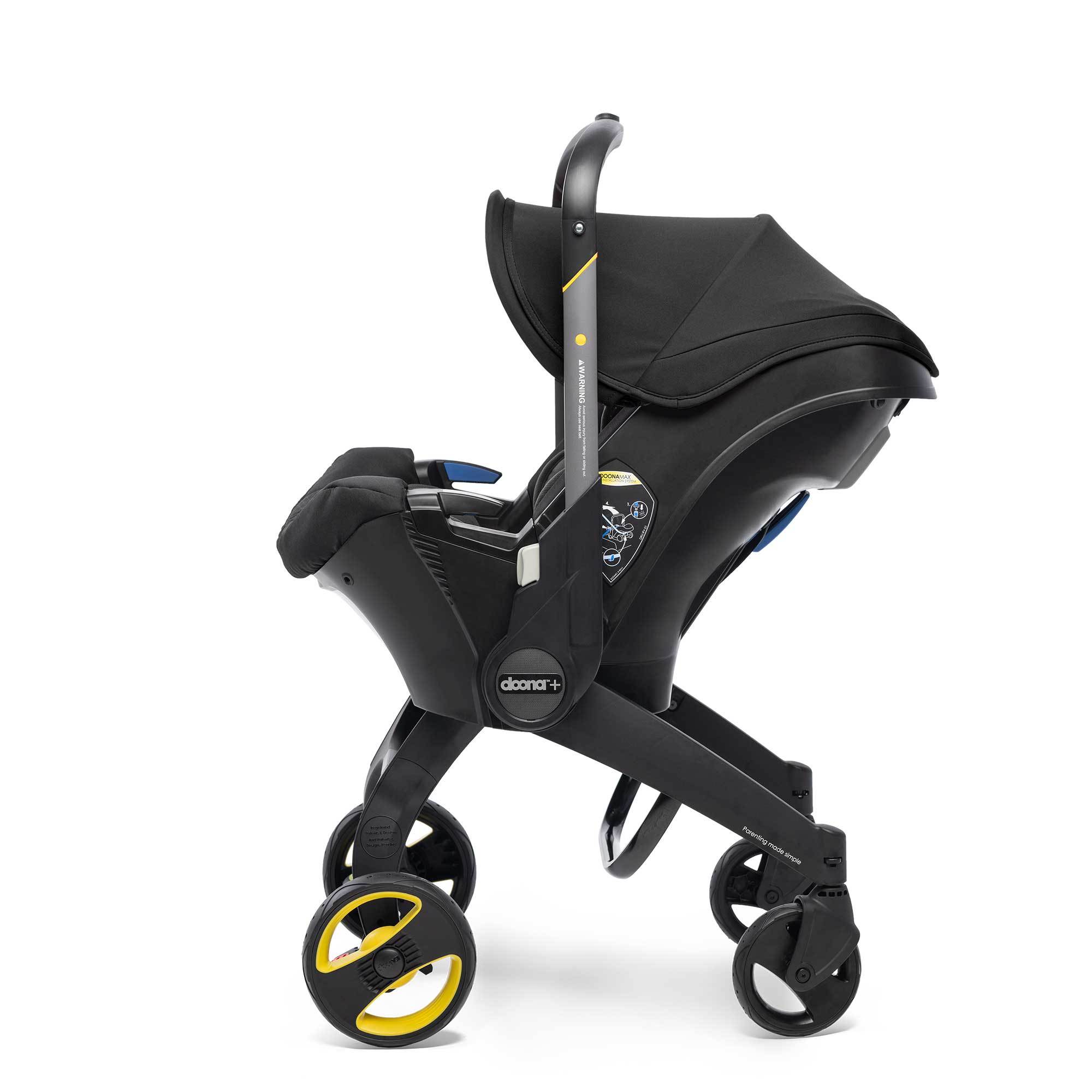 all black car seat and stroller