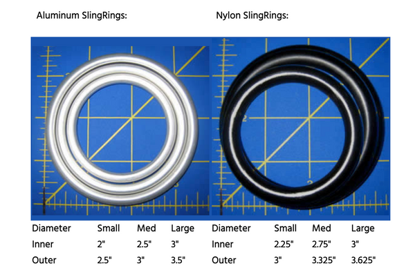 sling rings made in usa sizing information size xl l m s xs